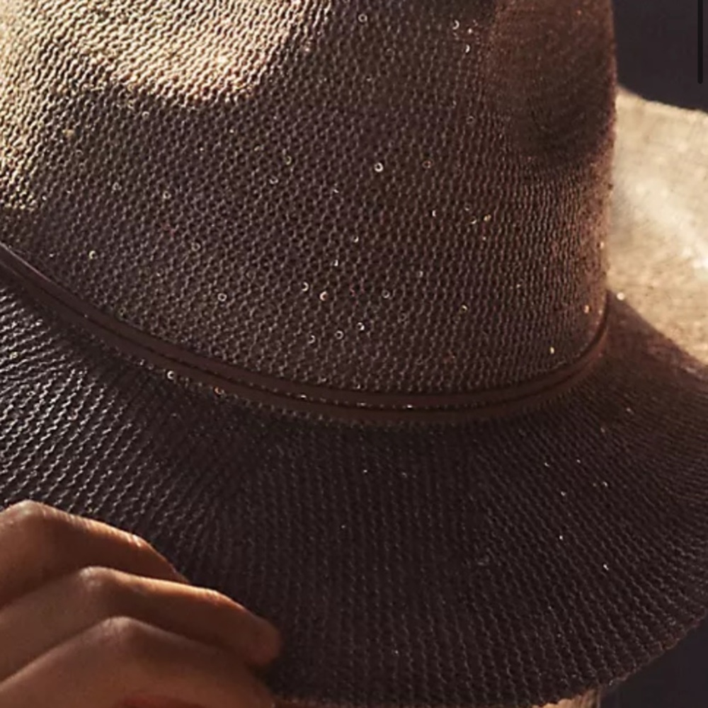 Anthropologie Sparkle Cowboy Rancher Hat beige-gold one size western core - Picture 9 of 9